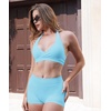 image:imageYEOREO LuxFlow Workout Shorts Women Low Rise 25 Squat Proof Seamless Gym Volleyball Booty ShortsLight Blue