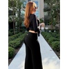 image:imageYEOREO SoftHue Straight Leg Leggings Women Fold Over Wide Leg Pants 315 Eddiy Casual Gym Workout SweatpantsBlack