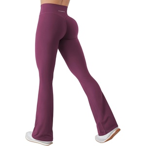 image:imageYEOREO SoftHue Mini Flare Leggings for Women 285305325 Scrunch Workout High Waisted No Front Seam Gym Yoga PantsDeep Cherry Red