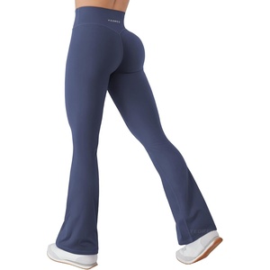 image:imageYEOREO SoftHue Mini Flare Leggings for Women 285305325 Scrunch Workout High Waisted No Front Seam Gym Yoga PantsNavy Blue