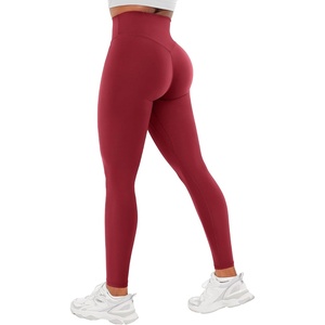 image:imageYEOREO SoftHue Workout Leggings for Women Hidden Scrunch Tummy Control Leggings High Waisted Gym Yoga PantsAnkela Red