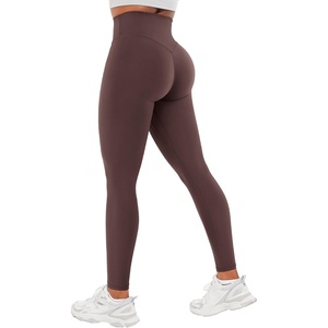image:imageYEOREO SoftHue Workout Leggings for Women Hidden Scrunch Tummy Control Leggings High Waisted Gym Yoga PantsBrown