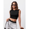 image:imageYEOREO CoreFlex Women Sleeveless Workout Crop Top Modal Basic Crew Neck Tank Tee Slim Fit Summer Y2K Going Out TopBlack