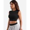 image:imageYEOREO CoreFlex Women Sleeveless Workout Crop Top Modal Basic Crew Neck Tank Tee Slim Fit Summer Y2K Going Out TopBlack
