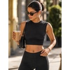 image:imageYEOREO CoreFlex Women Sleeveless Workout Crop Top Modal Basic Crew Neck Tank Tee Slim Fit Summer Y2K Going Out TopBlack