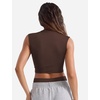 image:imageYEOREO CoreFlex Women Sleeveless Workout Crop Top Modal Basic Crew Neck Tank Tee Slim Fit Summer Y2K Going Out TopBrown