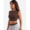 image:imageYEOREO CoreFlex Women Sleeveless Workout Crop Top Modal Basic Crew Neck Tank Tee Slim Fit Summer Y2K Going Out TopBrown