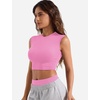 image:imageYEOREO CoreFlex Women Sleeveless Workout Crop Top Modal Basic Crew Neck Tank Tee Slim Fit Summer Y2K Going Out TopPink