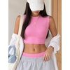image:imageYEOREO CoreFlex Women Sleeveless Workout Crop Top Modal Basic Crew Neck Tank Tee Slim Fit Summer Y2K Going Out TopPink