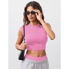 image:imageYEOREO CoreFlex Women Sleeveless Workout Crop Top Modal Basic Crew Neck Tank Tee Slim Fit Summer Y2K Going Out TopPink