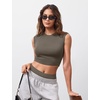 image:imageYEOREO CoreFlex Women Sleeveless Workout Crop Top Modal Basic Crew Neck Tank Tee Slim Fit Summer Y2K Going Out TopTaupe