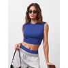 image:imageYEOREO CoreFlex Women Sleeveless Workout Crop Top Modal Basic Crew Neck Tank Tee Slim Fit Summer Y2K Going Out TopTropical Blue