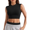 image:imageYEOREO CoreFlex Women Sleeveless Workout Crop Top Modal Basic Crew Neck Tank Tee Slim Fit Summer Y2K Going Out TopBlack