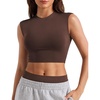 image:imageYEOREO CoreFlex Women Sleeveless Workout Crop Top Modal Basic Crew Neck Tank Tee Slim Fit Summer Y2K Going Out TopBrown
