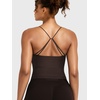 image:imageYEOREO LuxFlow Womens Workout Tank Top with Bra Pads Twist Front Straps Summer Seamless Camisole Shirts Longline Sports BrasDark Chocolate Brown