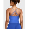 image:imageYEOREO LuxFlow Womens Workout Tank Top with Bra Pads Twist Front Straps Summer Seamless Camisole Shirts Longline Sports BrasElectric Blue
