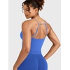 image:imageYEOREO LuxFlow Womens Workout Tank Top with Bra Pads Twist Front Straps Summer Seamless Camisole Shirts Longline Sports BrasElectric Blue