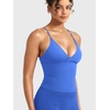 image:imageYEOREO LuxFlow Womens Workout Tank Top with Bra Pads Twist Front Straps Summer Seamless Camisole Shirts Longline Sports BrasElectric Blue