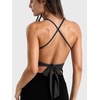 image:imageYEOREO Ease Tie Back Workouts Tank Tops Halter Backless Strap Top Deep V with Bar Pads Summer Shirt for Yoga PilatesBlack