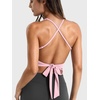 image:imageYEOREO Ease Tie Back Workouts Tank Tops Halter Backless Strap Top Deep V with Bar Pads Summer Shirt for Yoga PilatesLight Pink