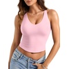 image:imageYEOREO Ease Tie Back Workouts Tank Tops Halter Backless Strap Top Deep V with Bar Pads Summer Shirt for Yoga PilatesLight Pink