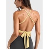 image:imageYEOREO Ease Tie Back Workouts Tank Tops Halter Backless Strap Top Deep V with Bar Pads Summer Shirt for Yoga PilatesMilk Yellow