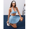 image:imageYEOREO Ease Womens Pleated Tennis Skirt Built in Shorts with Pockets 2 in 1 ALine Skirt High Waist Workout Golf SkortsAiry Blue