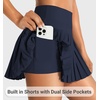 image:imageYEOREO Ease Womens Pleated Tennis Skirt Built in Shorts with Pockets 2 in 1 ALine Skirt High Waist Workout Golf SkortsMidnight Blue