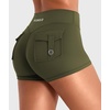 image:imageYEOREO CoreFlex Women Workout Shorts Low Rise Hidden Scrunch Butt Lifting Cargo Pockets 25 ShortsArmy Green