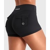 image:imageYEOREO CoreFlex Women Workout Shorts Low Rise Hidden Scrunch Butt Lifting Cargo Pockets 25 ShortsBlack