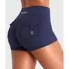 image:imageYEOREO CoreFlex Women Workout Shorts Low Rise Hidden Scrunch Butt Lifting Cargo Pockets 25 ShortsNavy