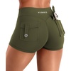 image:imageYEOREO CoreFlex Women Workout Shorts Low Rise Hidden Scrunch Butt Lifting Cargo Pockets 25 ShortsArmy Green