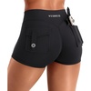 image:imageYEOREO CoreFlex Women Workout Shorts Low Rise Hidden Scrunch Butt Lifting Cargo Pockets 25 ShortsBlack