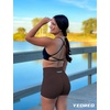 image:imageYEOREO Scrunch Butt Workout Shorts Women 35 Seamless V Cross Waist Sport Gym Amplify ShortsChocolate