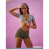 image:imageYEOREO Scrunch Butt Workout Shorts Women 35 Seamless V Cross Waist Sport Gym Amplify ShortsCoffee