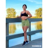 image:imageYEOREO Scrunch Butt Workout Shorts Women 35 Seamless V Cross Waist Sport Gym Amplify ShortsGreen
