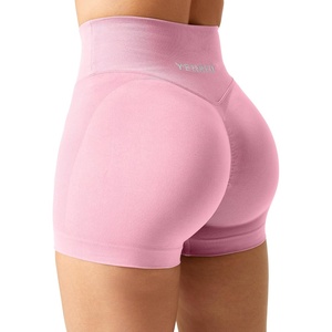 image:imageYEOREO Scrunch Butt Workout Shorts Women 35 Seamless V Cross Waist Sport Gym Amplify ShortsLight Pink