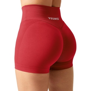 image:imageYEOREO Scrunch Butt Workout Shorts Women 35 Seamless V Cross Waist Sport Gym Amplify ShortsRed