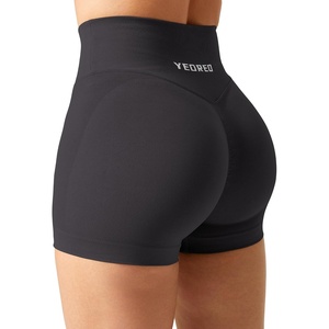 image:imageYEOREO Scrunch Butt Workout Shorts Women 35 Seamless V Cross Waist Sport Gym Amplify ShortsShale Brown