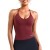 image:imageYEOREO CoreFlex Womens Tie Halter Twist Back Tank Top  Padded Workout Yoga Cop Top Going Out Y2k Trendy Summer CamisoleAnkela Red