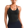 image:imageYEOREO CoreFlex Womens Tie Halter Twist Back Tank Top  Padded Workout Yoga Cop Top Going Out Y2k Trendy Summer CamisoleBlack