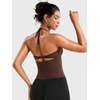 image:imageYEOREO CoreFlex Womens Tie Halter Twist Back Tank Top  Padded Workout Yoga Cop Top Going Out Y2k Trendy Summer CamisoleCoffee