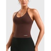 image:imageYEOREO CoreFlex Womens Tie Halter Twist Back Tank Top  Padded Workout Yoga Cop Top Going Out Y2k Trendy Summer CamisoleCoffee