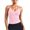 image:imageYEOREO CoreFlex Womens Tie Halter Twist Back Tank Top  Padded Workout Yoga Cop Top Going Out Y2k Trendy Summer CamisolePink Lemonade