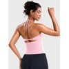 image:imageYEOREO CoreFlex Womens Tie Halter Twist Back Tank Top  Padded Workout Yoga Cop Top Going Out Y2k Trendy Summer CamisolePink Lemonade