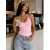 image:imageYEOREO CoreFlex Womens Tie Halter Twist Back Tank Top  Padded Workout Yoga Cop Top Going Out Y2k Trendy Summer CamisolePink Lemonade