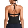 image:imageYEOREO CoreFlex Womens Tie Halter Twist Back Tank Top  Padded Workout Yoga Cop Top Going Out Y2k Trendy Summer CamisoleBlack