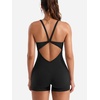 image:imageYEOREO CoreFlex One Piece Jumpsuits for Women Workout Backless Gym Romper  Sleeveless Removable Pads U neck Tummy control Yoga ShortBlack
