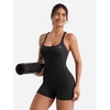 image:imageYEOREO CoreFlex One Piece Jumpsuits for Women Workout Backless Gym Romper  Sleeveless Removable Pads U neck Tummy control Yoga ShortBlack