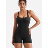 image:imageYEOREO CoreFlex One Piece Jumpsuits for Women Workout Backless Gym Romper  Sleeveless Removable Pads U neck Tummy control Yoga ShortBlack